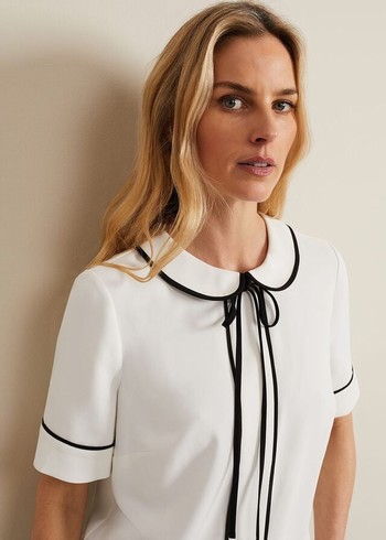 Phase Eight Carys Contrast Piping Shirts White Australia | BT2495107